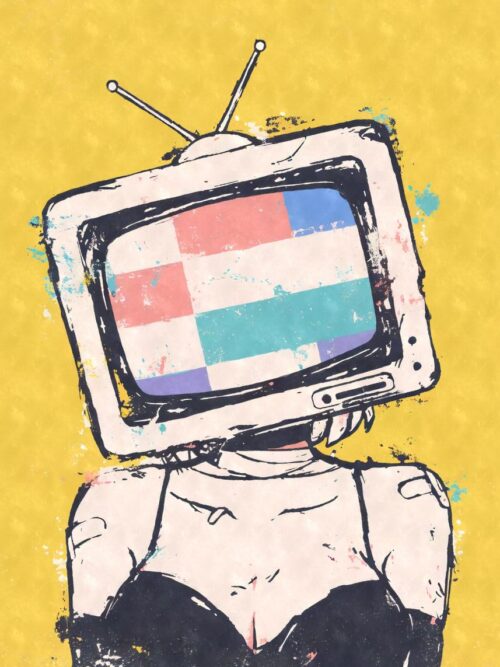 Abstract TV Head Woman Poster