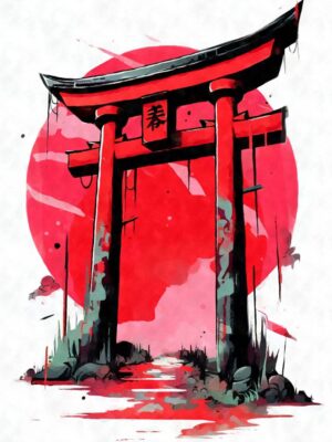 Abstract Torii Gate Japan Poster