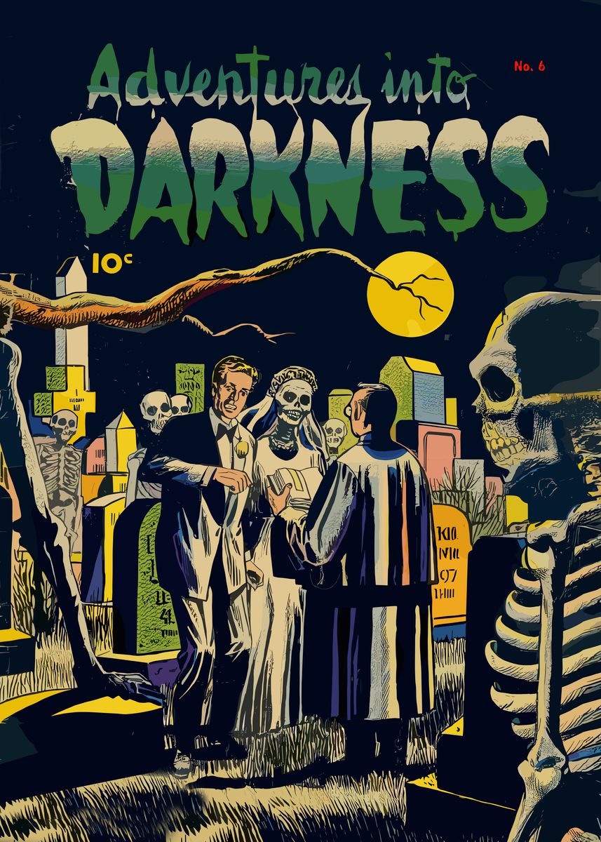 Adventure Into Darkness Vintage Horror Comic Poster