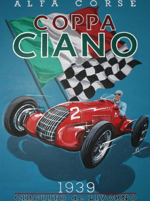 Alfa Corse Coppa Ciano 1939 Livorno Poster