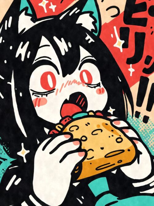 Anime Girl Eating Taco Poster