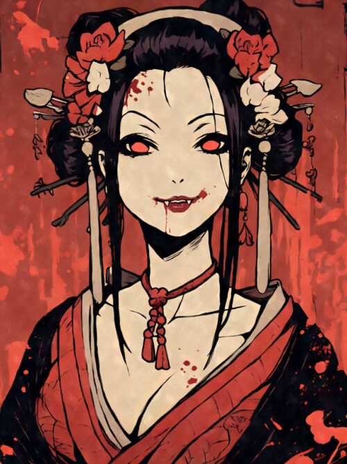 Anime Japanese Vampire Geisha Poster