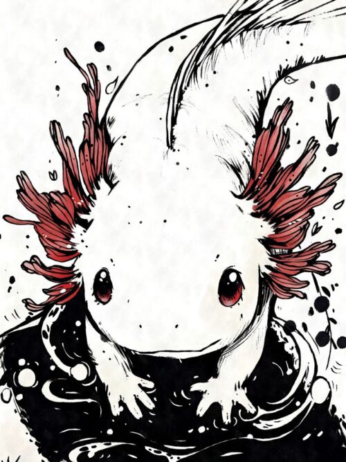 Axolotl Black Ink Poster