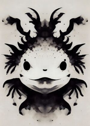 Axolotl Black Watercolor Poster