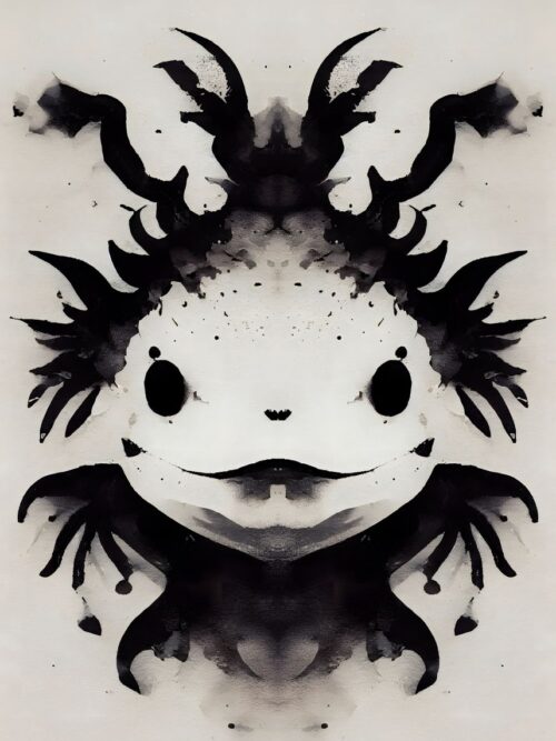 Axolotl Black Watercolor Poster