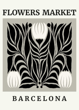 Barcelona Flowers Market Logo Poster