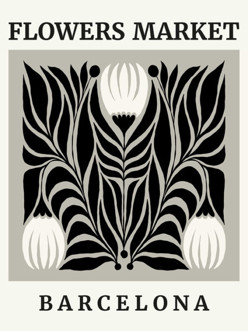 Barcelona Flowers Market Logo Poster