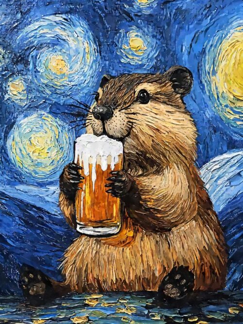 Beaver With Beer Poster