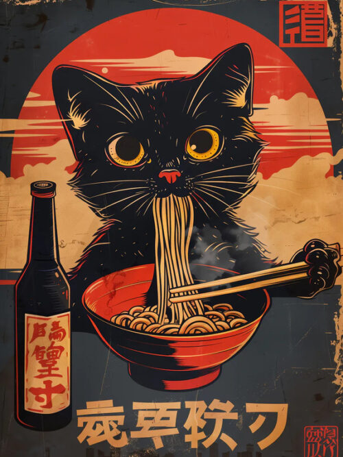 Black Cat Ramen Poster