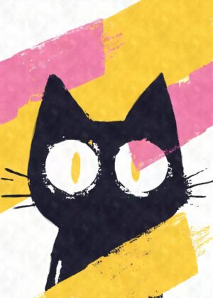 Black Cat With Big Eyes Abstract Poster