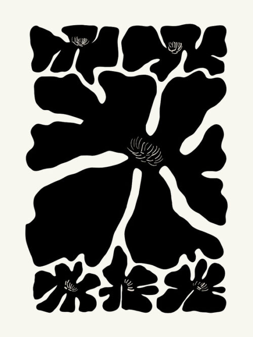 Black Flower Silhouette Poster