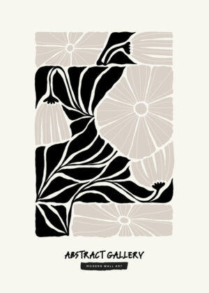 Black White Compressed Floral Art Print Poster