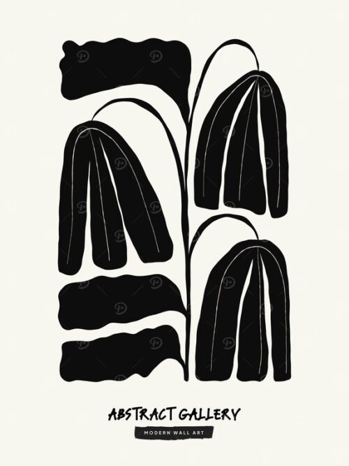 Black And White Abstract Floral Art Poster