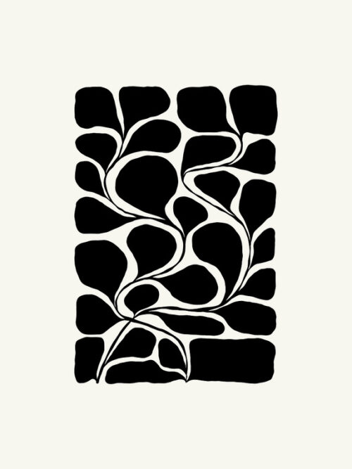 Black And White Abstract Floral Design Poster
