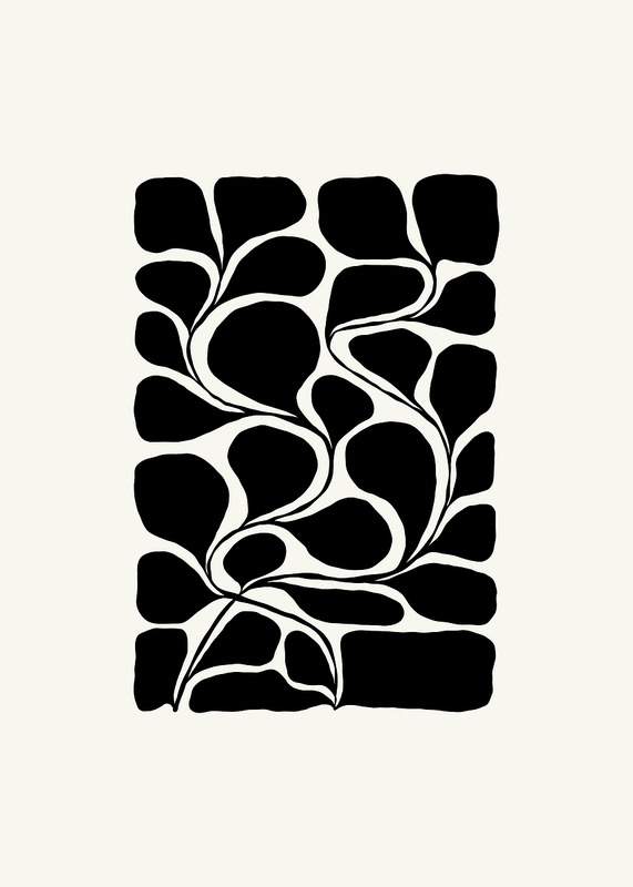 Black And White Abstract Floral Design Poster