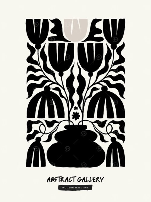 Black And White Floral Art Poster