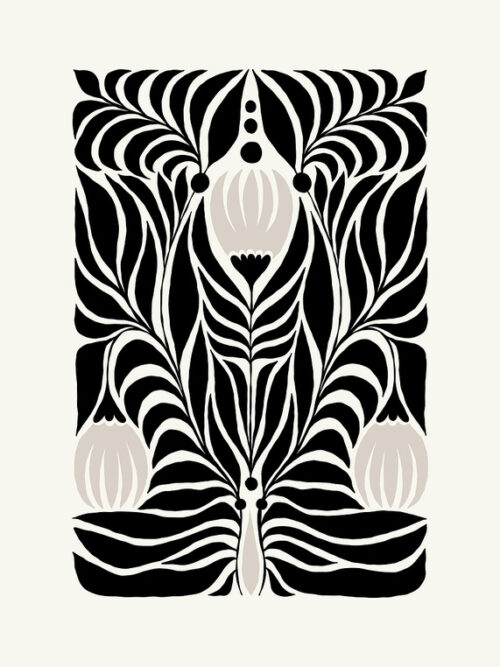 Black And White Floral Art Print Poster