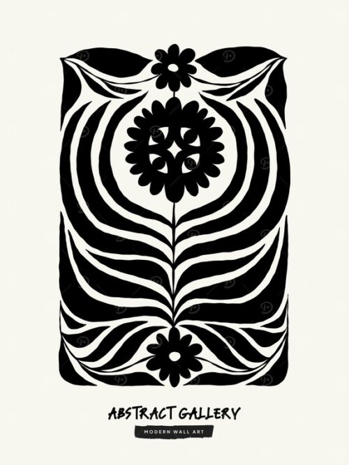 Black And White Floral Art Flowers Poster