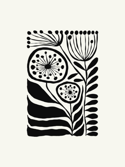 Black And White Floral Art Minimal Poster