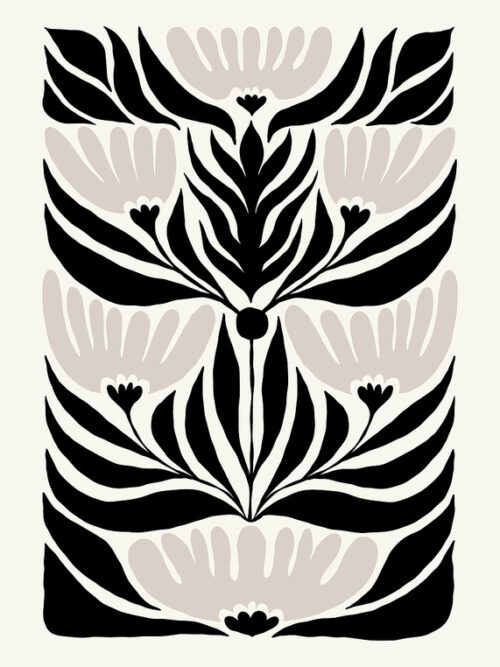 Black And White Floral Art Pattern Poster
