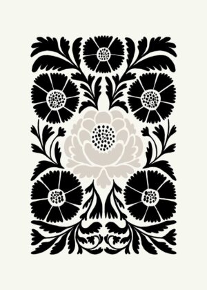 Black And White Floral Design Poster