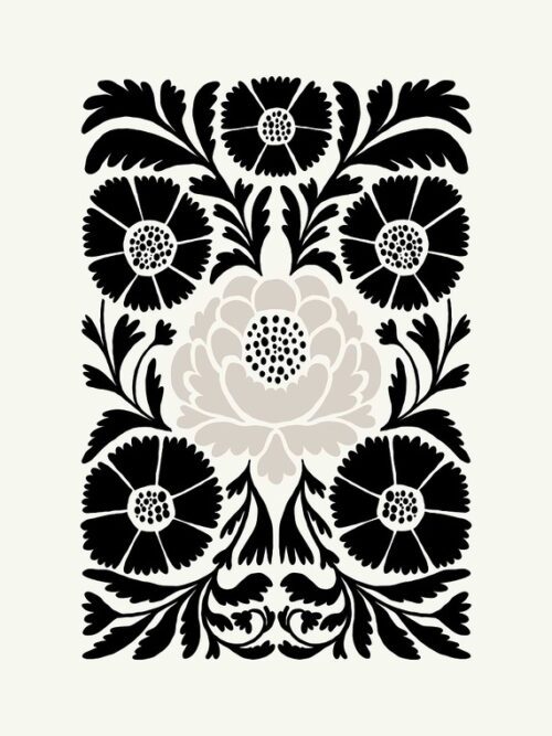 Black And White Floral Design Poster