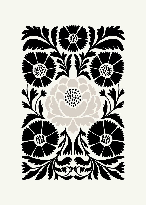 Black And White Floral Design Poster