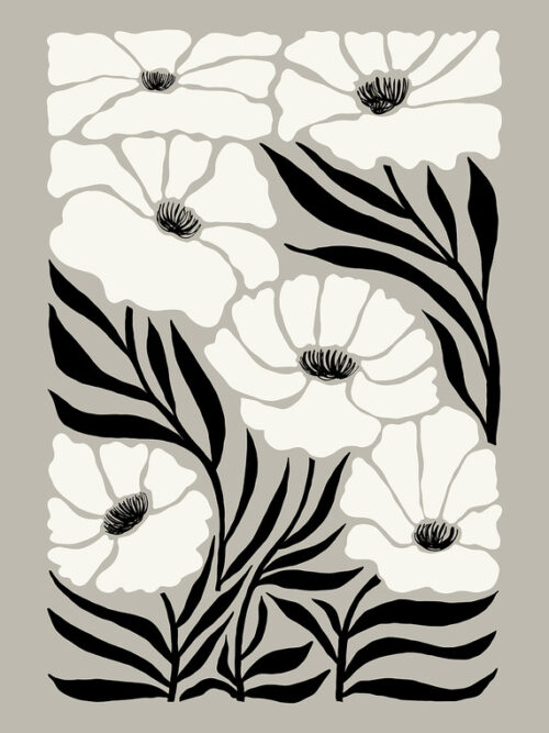 Black And White Floral Print Poster