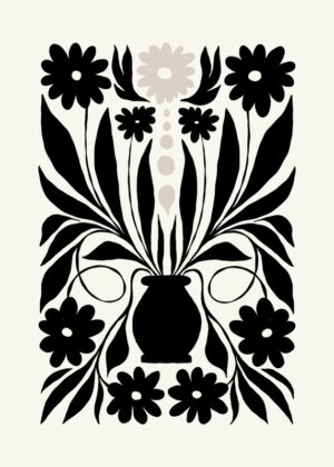 Black And White Floral Vase Poster