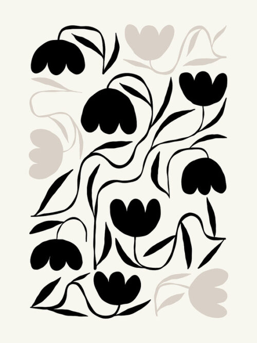 Black And White Rose Floral Print Poster
