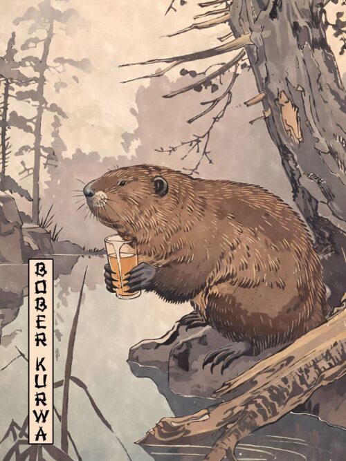 Bober Kurwa Woodblock Art Poster
