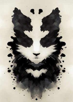 Cat Black Watercolor Style Poster