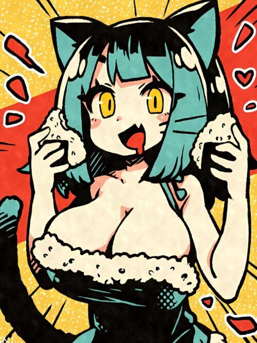 Cat Girl Eating Onigiri Poster