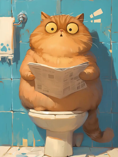 Chubby Cat On Toilet Poster
