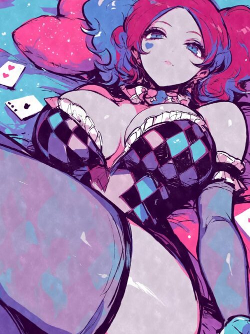 Clown Girl With Playing Cards Poster
