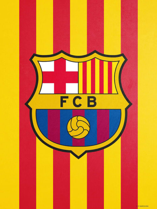 Crest Yellow Stripes Football Poster