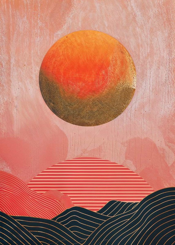 Crimson Dune Layers Poster