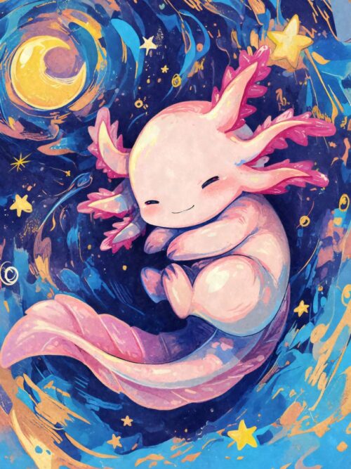 Cute Axoloti Sleeping Poster