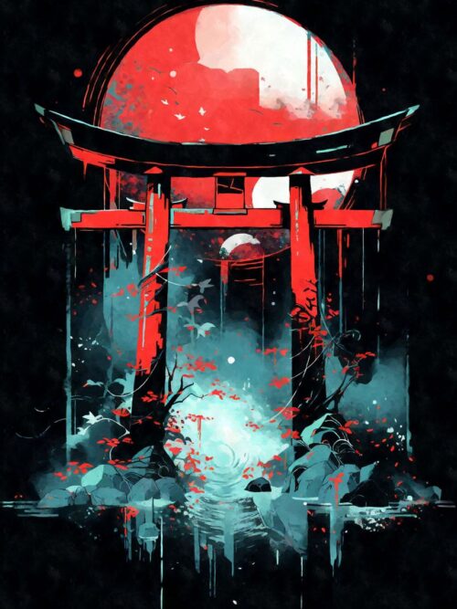 Dark Abstract Torii Gate Poster