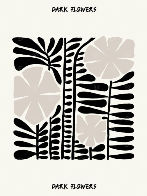 Dark Flowers Abstract Art Poster