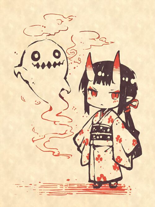 Demon Girl With Ghost Kimono Poster