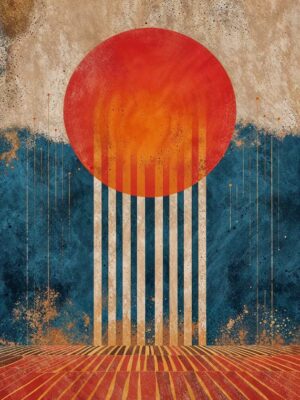 Fiery Orb Stripes Poster