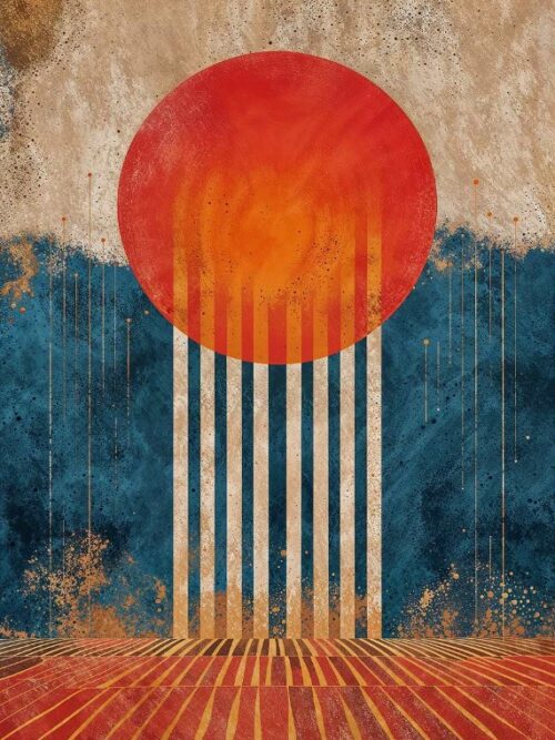 Fiery Orb Stripes Poster