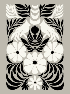 Floral Pattern With Hands Poster