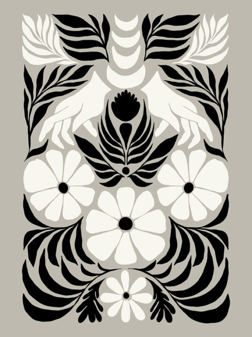 Floral Pattern With Hands Poster