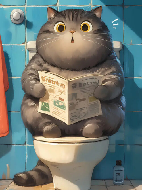 Funny Toilet Cat Poster