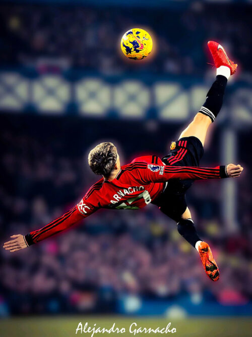 Garnacho Bicycle Kick Football Poster