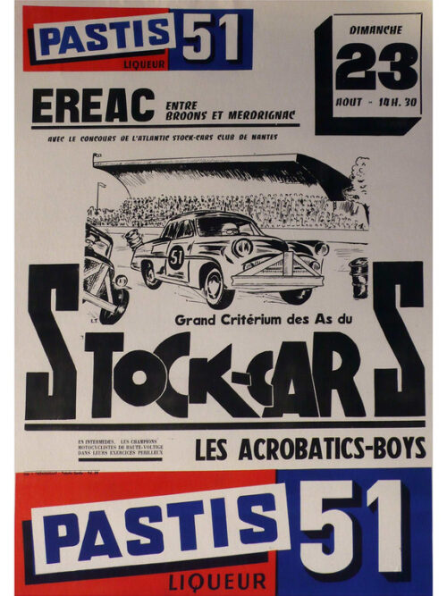 Grand Criterium Stock Cars Pastis 51 Ereac Nantes 23 Aout 1960s Poster