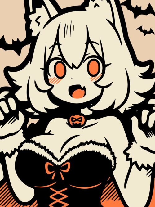 Halloween Chibi Werewolf Girl Poster