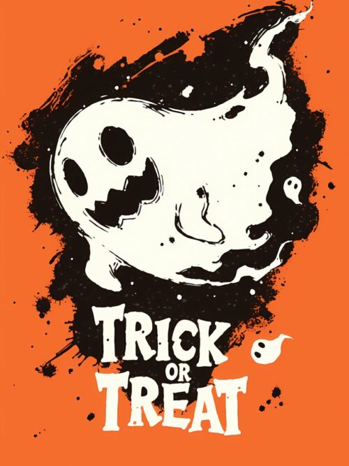 Halloween Ghost Trick Or Treat Poster
